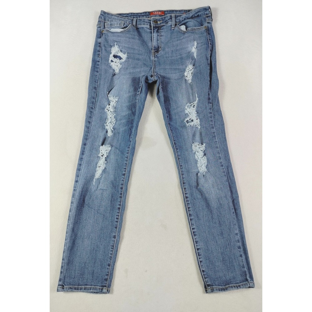 Guess Jeans Womens 32 Blue Skinny Distressed Stretch Denim Q94A02R3G00